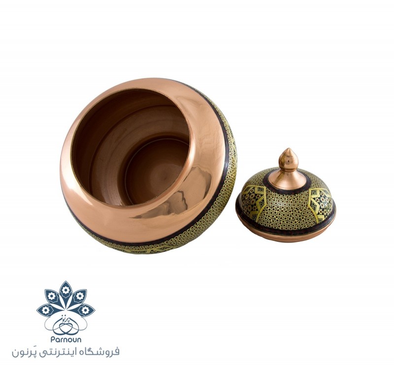 شکلات خوری تنه گرد مس و خاتم اعلا