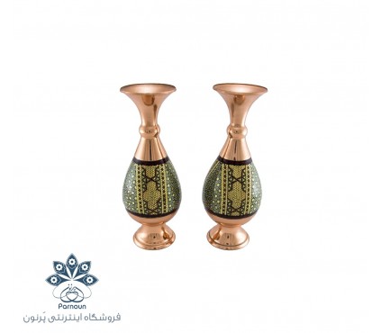 گلدان 20 سانتیمتری مس و خاتم اصفهان