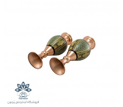 گلدان 20 سانتیمتری مس و خاتم اصفهان