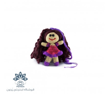 عروسک آویز دار قلاب بافی دختر گیسوکمند