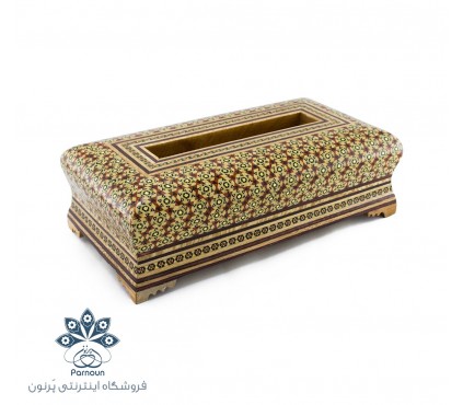 جا دستمال کاغذی چوبی خاتم کاری اصفهان