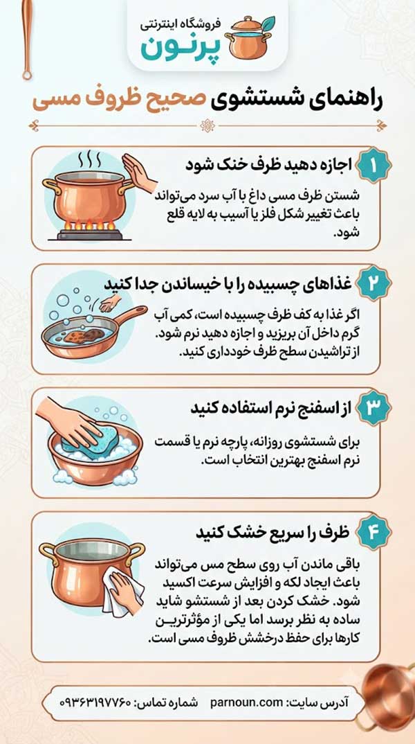 نحوه شستشوی ظروف مسی