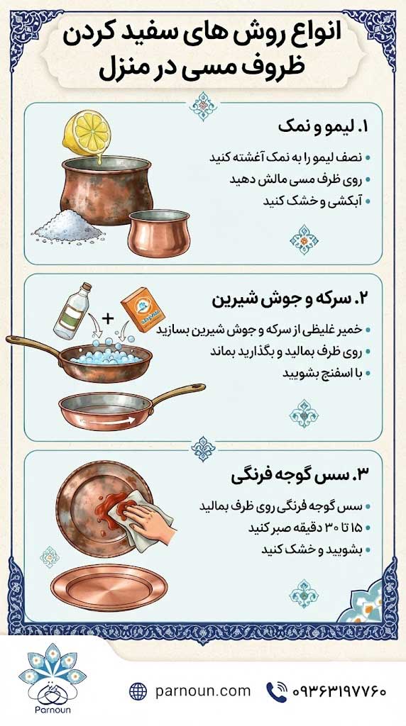 سفید کردن ظروف مسی در منزل