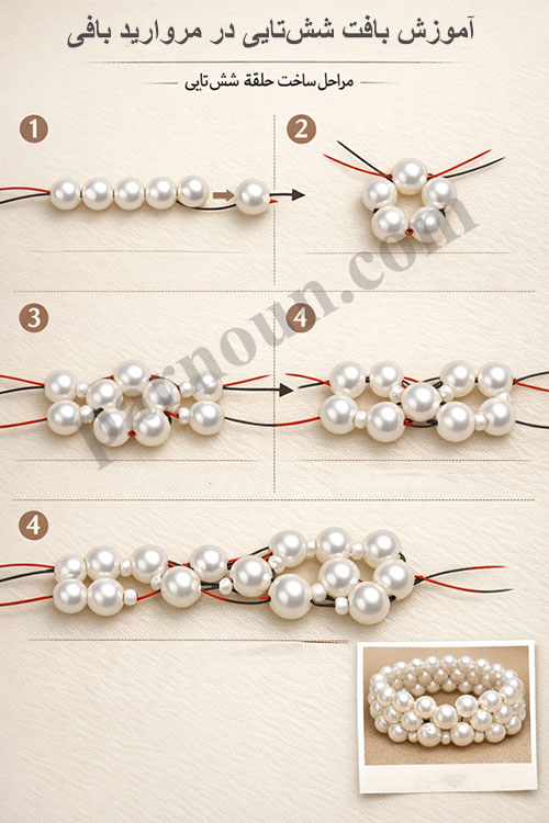 آموزش بافت شش تایی در مروارید بافی
