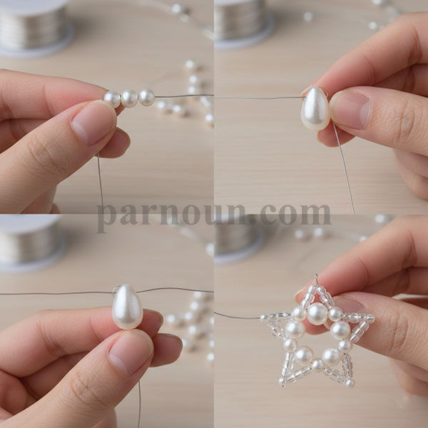 آموزش بافت هم جهت ستاره‌ ای در مروارید بافی