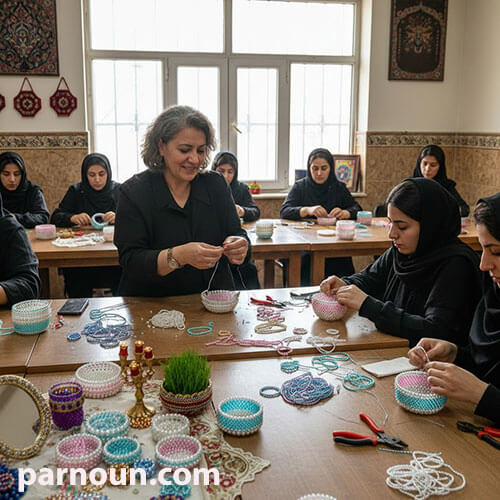 آموزش بافت هفت سین با مروارید